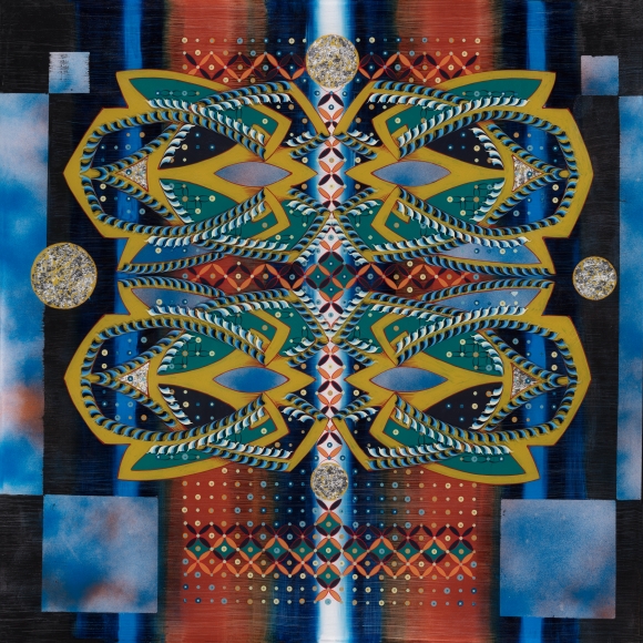 Tara Austin "Marquee", oil, acrylic and silverleaf on plexiglass, 48" x 48", 2020